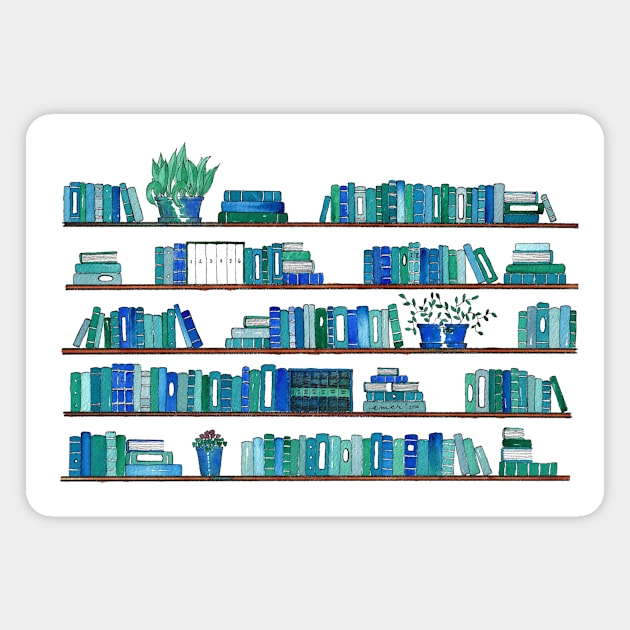 Green Bookcase Magnet by BiblioartsbyEmma